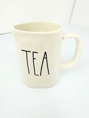 Magenta White Ceramic Black Script TEA Mug